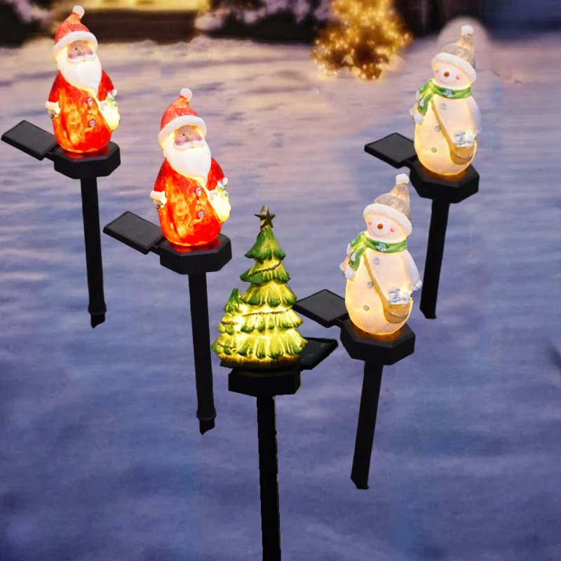 Vianočné Santa snehuliak Solárne Svetlá LED Trávnik Lampy, Záhradné Dekorácie Nepremokavé Živice Vianočné Osvetlenie Vonkajšie Solárne Lampy0