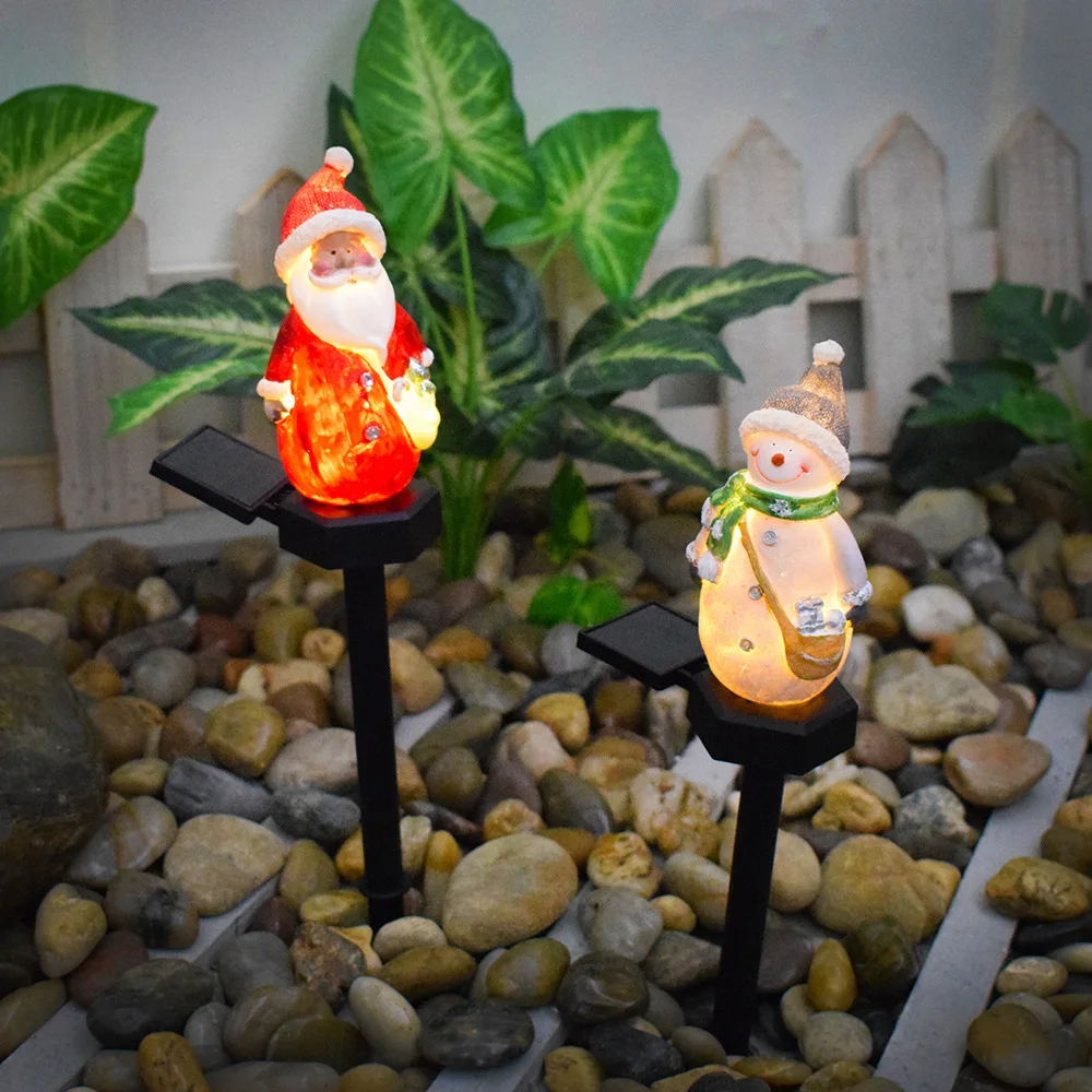 Vianočné Santa snehuliak Solárne Svetlá LED Trávnik Lampy, Záhradné Dekorácie Nepremokavé Živice Vianočné Osvetlenie Vonkajšie Solárne Lampy3