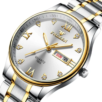 2023 Nové Príležitostné Sport Chronograf pánske Hodinky z Nerezovej Ocele Kapela Náramkové hodinky Diamond Dial Quartz Hodiny s Svetelné Ukazovatele