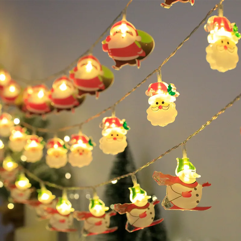 Vianočná Výzdoba, Osvetlenie, Struny Cartoon Santa Claus Candy Cane Strany Okne Displeja Atmosféru String Svetlá0