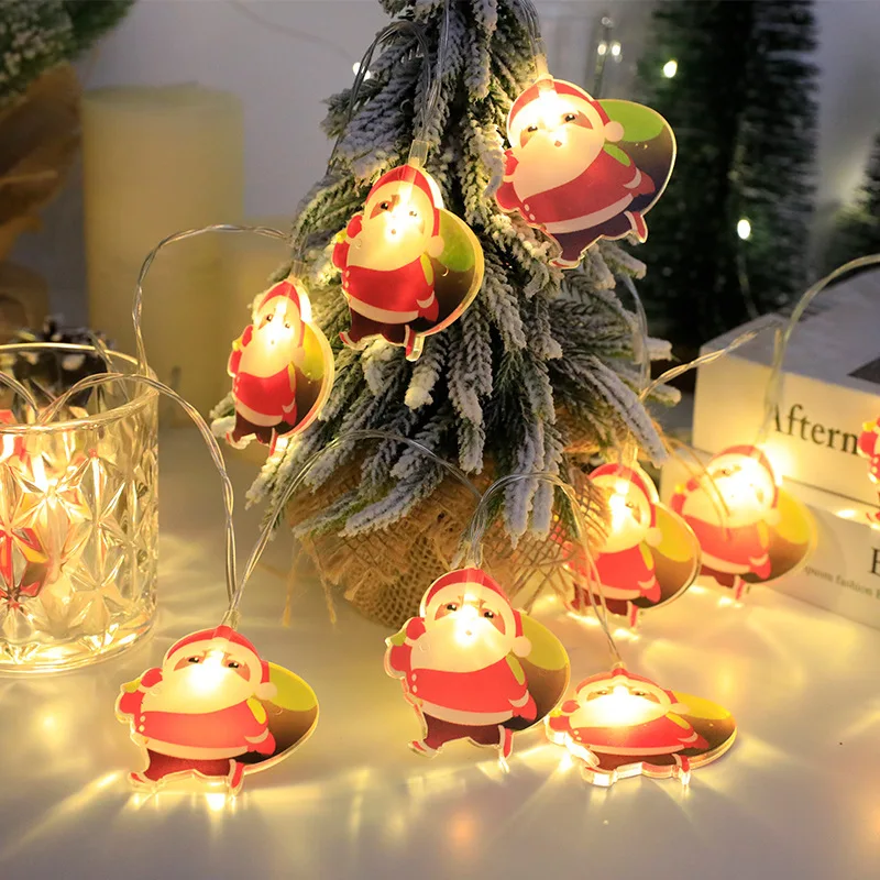 Vianočná Výzdoba, Osvetlenie, Struny Cartoon Santa Claus Candy Cane Strany Okne Displeja Atmosféru String Svetlá2