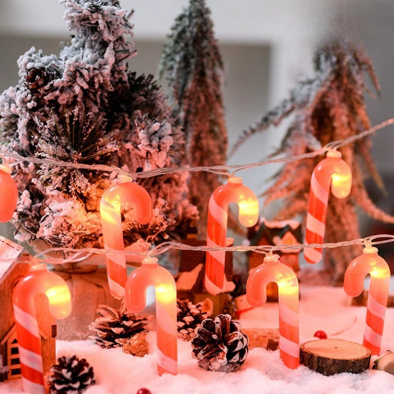 Vianočná Výzdoba, Osvetlenie, Struny Cartoon Santa Claus Candy Cane Strany Okne Displeja Atmosféru String Svetlá3