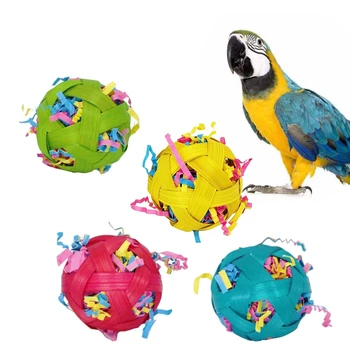 3-Pack Vták Hračky, Papier Plnené zelené krmivo Gule Papagáj Shredder Hračka pre Finch Parrotlet Cockatiel Lovebird