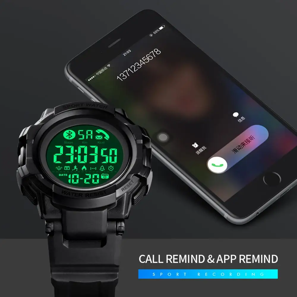 SKMEI Muži Móda Bluetooth-kompatibilné Smart Hodinky Náramkové Smartwatch Mens Hovor APP Správu Pripomienka reloj inteligente 15014