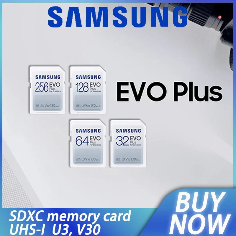 Pôvodné Samsung 256 GB 64 GB 128 gb kapacitou 32 gb, SDXC pamäťová karta EVO Plus U3 V30 Čítať rýchlosť 130MB/s digitálneho fotoaparátu, pamäťová karta SD kartu0