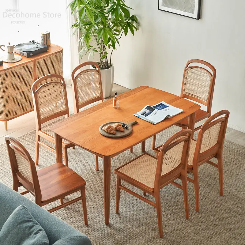 Jednoduché Ratanový Stôl Jedáleň Moderného Masívneho Dreva písacie Stoly, Japonský Malý Byt Jedálenský Stôl a Stoličky, Nábytok1