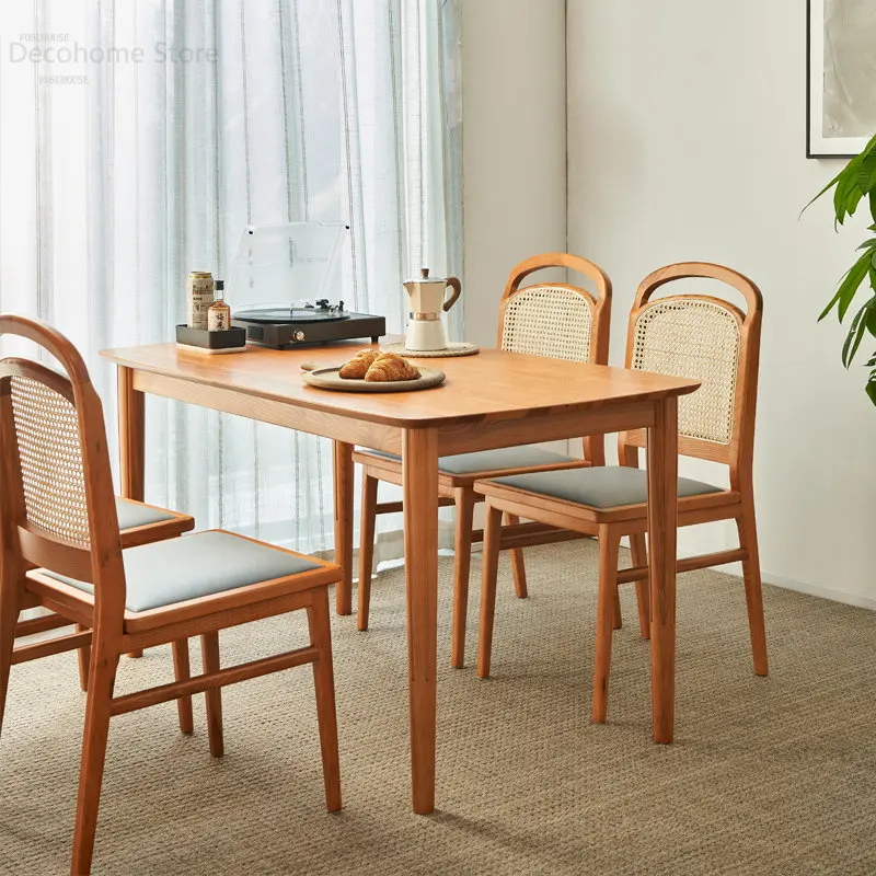Jednoduché Ratanový Stôl Jedáleň Moderného Masívneho Dreva písacie Stoly, Japonský Malý Byt Jedálenský Stôl a Stoličky, Nábytok3