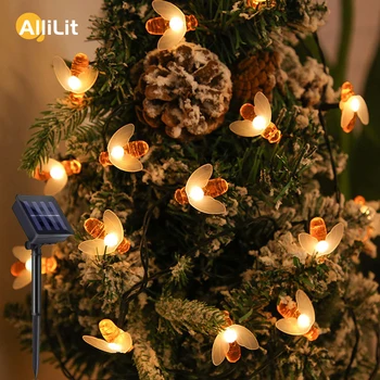 AlliLit Solárne String Svetlo 20 LED Roztomilý Bee Vonkajšie Svadobné Záhrada, Terasa, Party, Vianočný Strom včiel medonosných, Hviezdna Víla Dekor Lampa