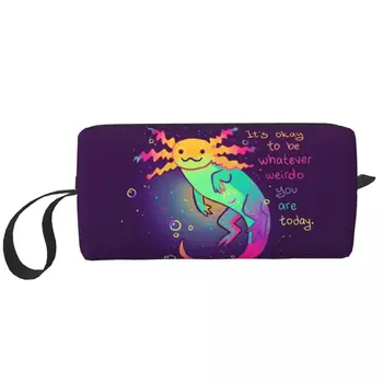 Cestovné Rainbow Axolotl Toaletná Taška Prenosná Salamander Make-Up, Kozmetické Organizátor Ženy Beauty Skladovanie Tašky Dopp Auta Prípade Box