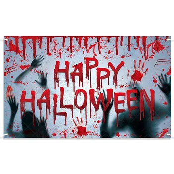 Halloween Dvere Plagát s Strašidelný Krvavé Handprints Pozadí Dekor Grand Veľkosť Opakovane Ideálne pre Halloween Atmosféru
