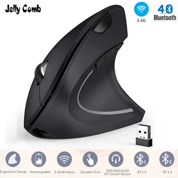 Jelly Špirála 2.4 G+Bluetooth Ergonomická Myš, Dobíjacia Bezdrôtová Herná Myš s 6 Tlačidlami pre 3 Prístroje