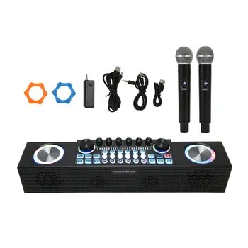 Karaoke Mixér Zväzok, Všetko v Jednom Veľká Kapacita Batérie Multi Vstupné Režimy Zvuku Rozhranie s 2 Bezdrôtový Mikrofón