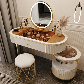 Nordic jednoduché Železo Príborníky Minimalistický Moderných Domov Spálni Zrkadlo Stoličky Bielizníka Svetlo Luxusné Spálne Nábytok Toaletný Stolík Z