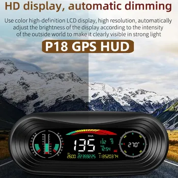 Nové P18 HUD Head Up Display Auta GPS Svahu Meter Multi-Function Inclinometer off-Road GPS Tracker Rýchlomer Gradient Meter