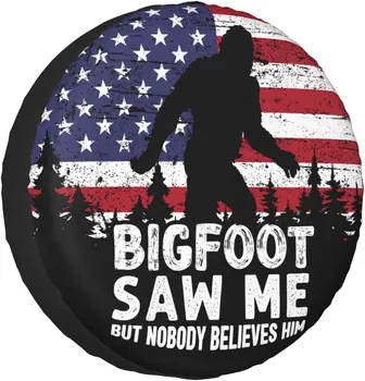 Náhradné Pneumatiky Kryt Bigfoot Ma Videl American Flag Pneumatiky Kryty Vonkajších Kolies Chránič vhodný pre Camper Trailer RV SUV, nákladné auto