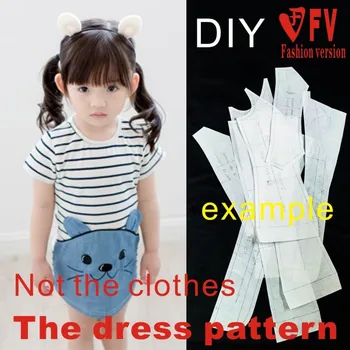 Oblečenie rezanie vzor detské oblečenie cartoon krátkym rukávom šaty Štrukturálnych výkresu 1:1 fyzická papier vzor CLQ14