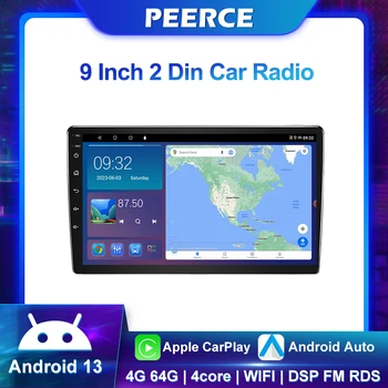PEERCE 2 Din 9-Palcový Android 13 autorádia 4G 64 G Univerzálny Multimediálny Prehrávač Carplay Android Auto Autoradio Stereo Bluetooth