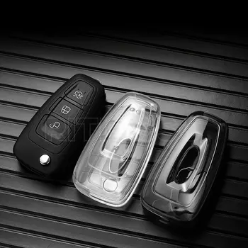 Transparentné TPU Auto Skladací Kľúč puzdro pre Ford Focus C-Max S-Max a Galaxy Mondeo Ranger Transit Tourneo Custom Protector