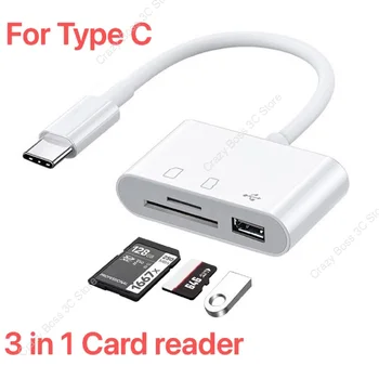 Typ C Adapter TF CF, SD Čítačka Pamäťových Kariet OTG Spisovateľ Compact Flash USB-C pre IPad Pro Samsung Xiao Huawei Macbook Cardreader