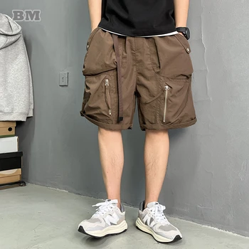 V Lete Kvalitné Streetwear Nylon Cargo Šortky Mužov Oblečenie Harajuku Bežné Basketbal Šortky Multi Vrecku Rovné Nohavice