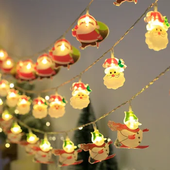 Vianočná Výzdoba, Osvetlenie, Struny Cartoon Santa Claus Candy Cane Strany Okne Displeja Atmosféru String Svetlá