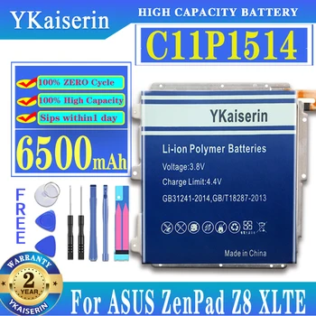 YKaiserin Batérie 6500mAh C11P1514 Pre Asus ZenPad 3 ZenPad3 8.0, Zenpad Z8, ZenPad Z8 XLTE, ZT581KL, P008, Z581KL kontakty batérie